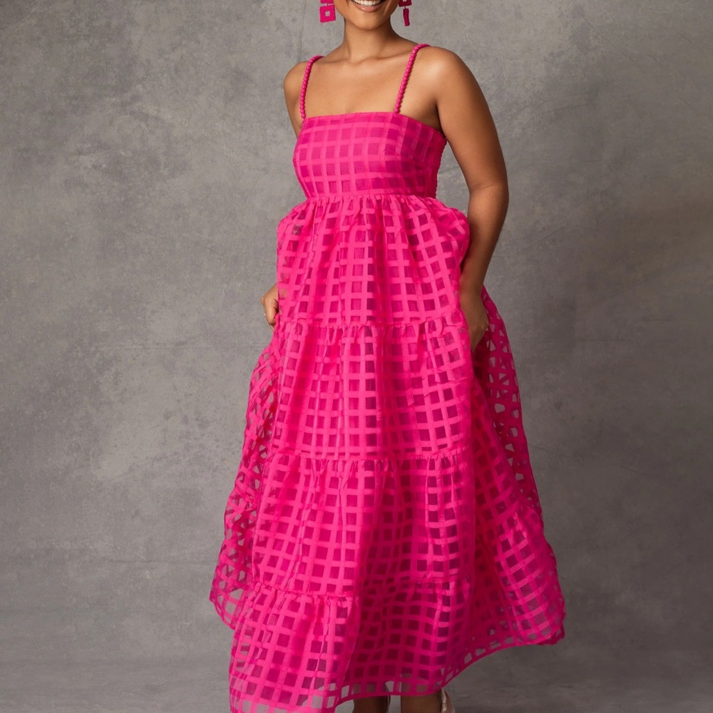 Forever Amelia-TANIA BEADED STRAP MAXI DRESS PINK